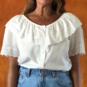 Vintage white eyelet blouse